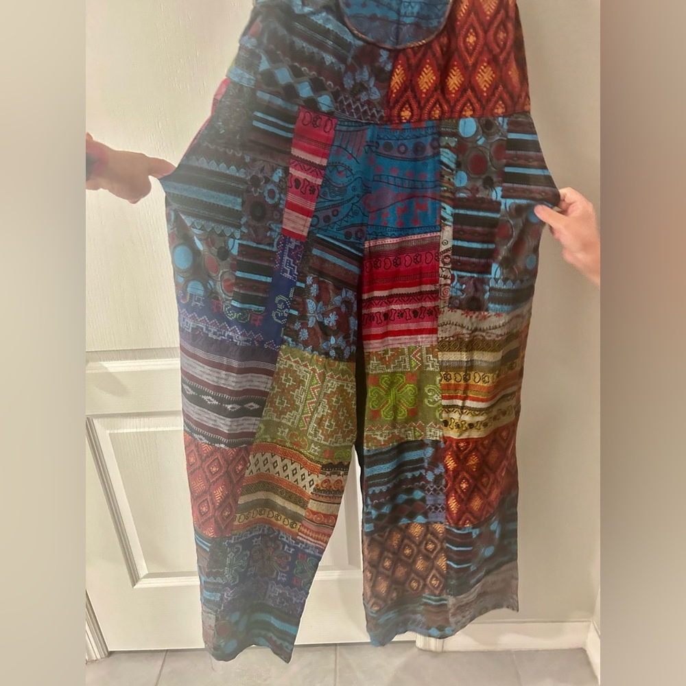 Rising International Patchwork Overalls NWT - image 3